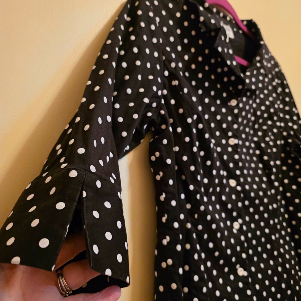 Pendleton Black Polka Dot Button Front Shirt L - image 2
